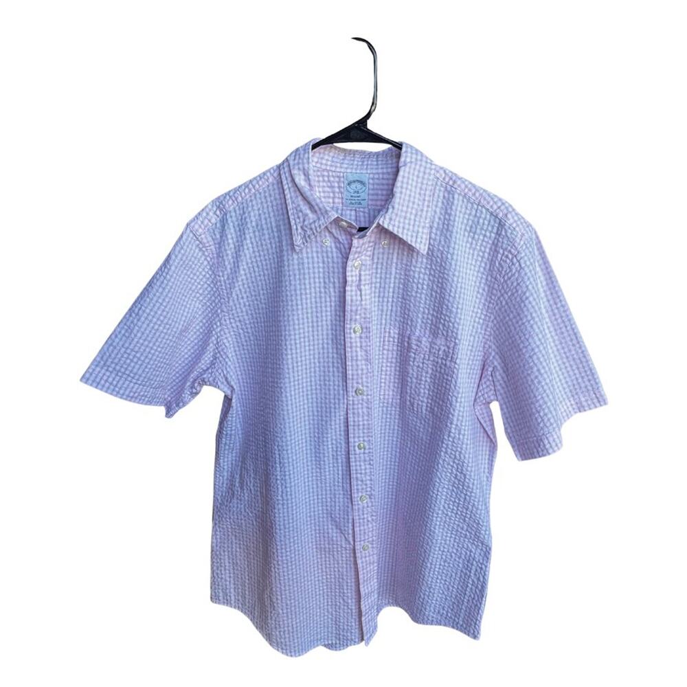 Brooks Brothers 1818 Regent Original Polo Shirt Pink Gingham Large L Cotton